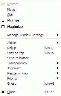 Creating the Specific Window rule via extended window menu